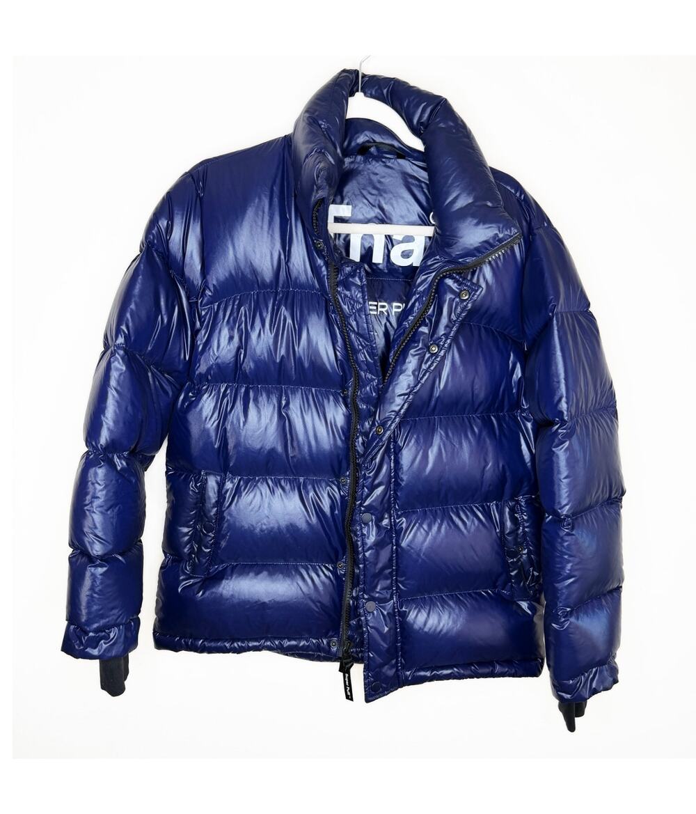 Aritzia TNA The Super Puff Hi-Gloss Admiral Navy Blue Down Puffer Jacket Small